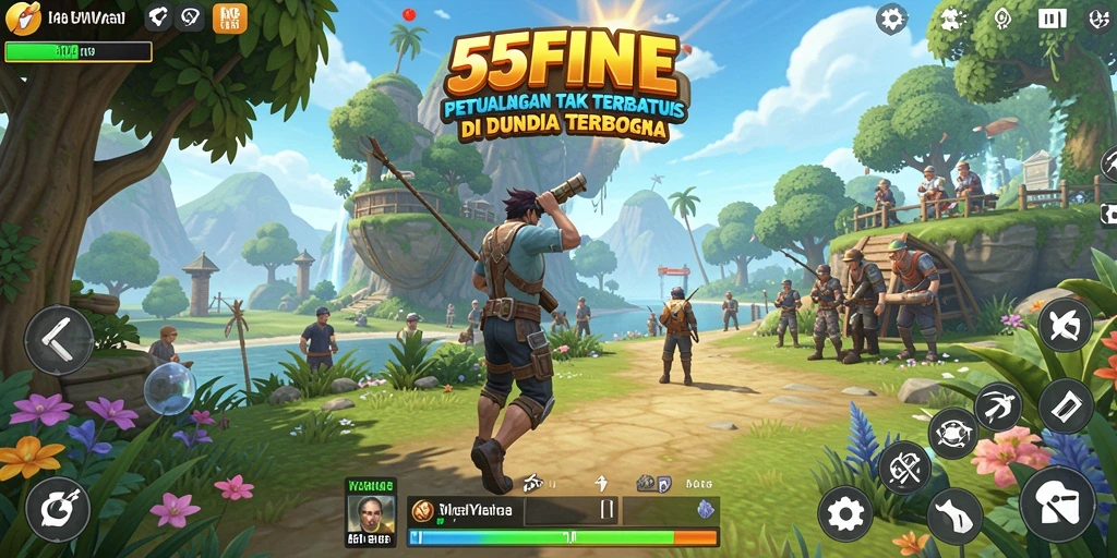 Gameplay 55FIVE yang penuh petualangan di dunia terbuka.