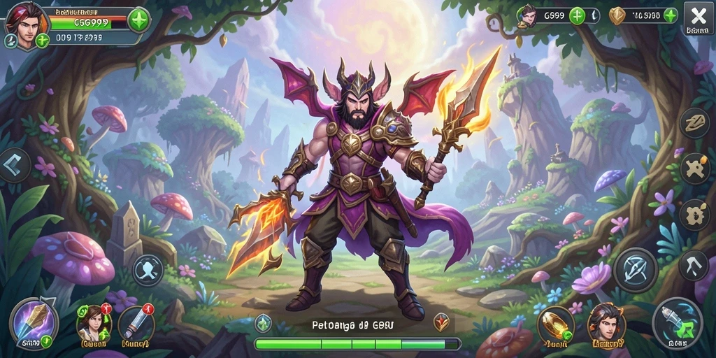 Screenshot gameplay GG999 menunjukkan petualangan mendebarkan di dunia fantasi.