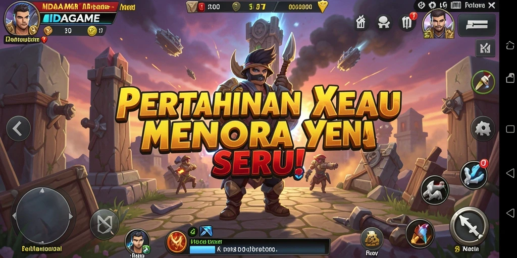 Screenshot gameplay IDAGAME: Serangan menara melawan musuh yang menyerang.