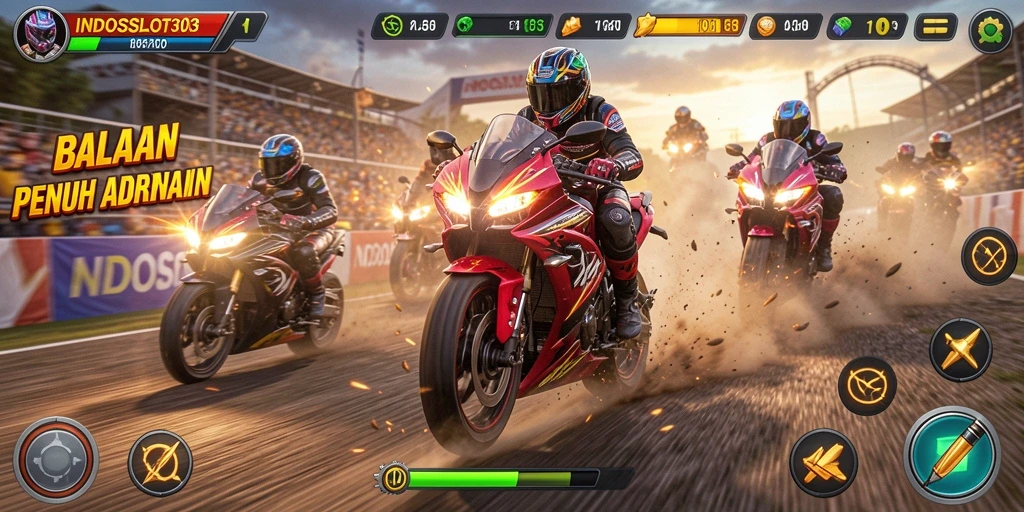 Gameplay seru balapan motor di INDOSLOT303.
