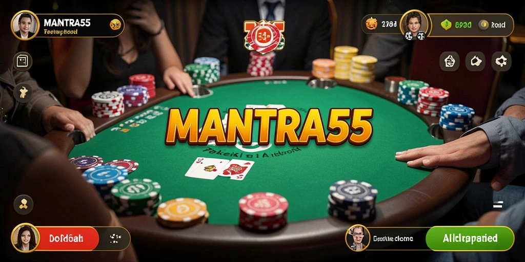 Screenshot utama <strong>MANTRA55</strong> menampilkan tampilan gameplay poker yang mengasyikkan.