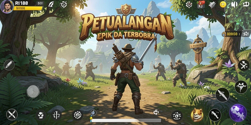 Screenshot gameplay RI188 menampilkan petualangan seru di dunia terbuka.