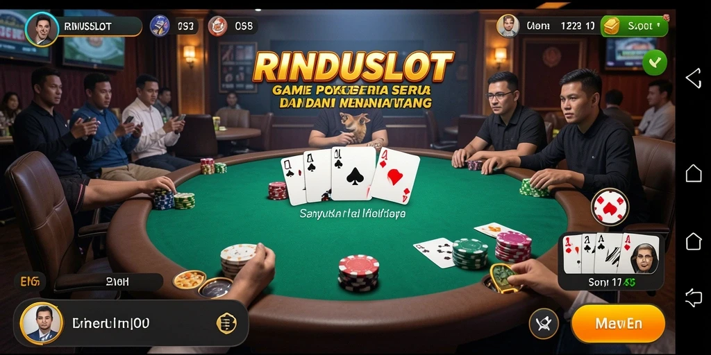 Screenshot menunjukkan gameplay Poker yang seru dan interaktif.