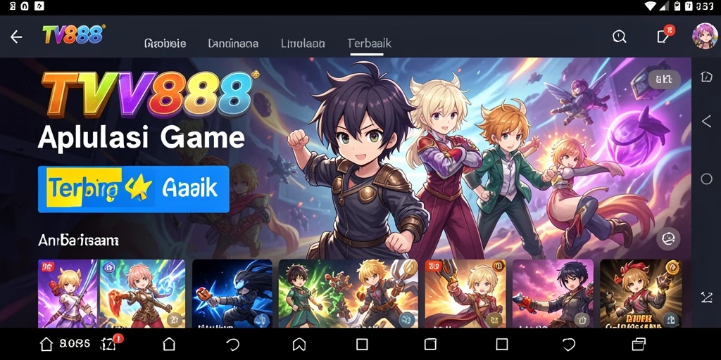 Screenshot utama TV888 menampilkan karakter anime dalam aksi menarik.