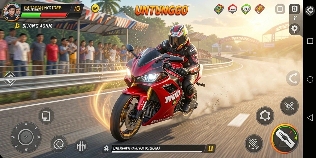 Gameplay seru dan balapan motor mendebarkan di UNTUNGGO.
