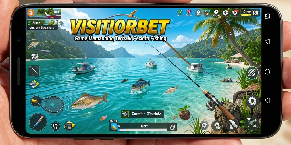 Tangkapan screenshot gameplay VISITORBET dengan suasana memancing yang realistis.